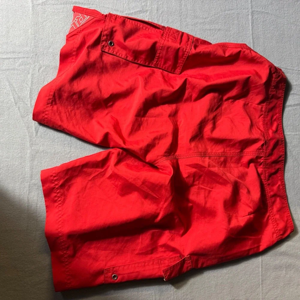 Polo Ralph Lauren Mens Bright‎ Neon Red Cargo Board Shorts Swim Trunks Size 34